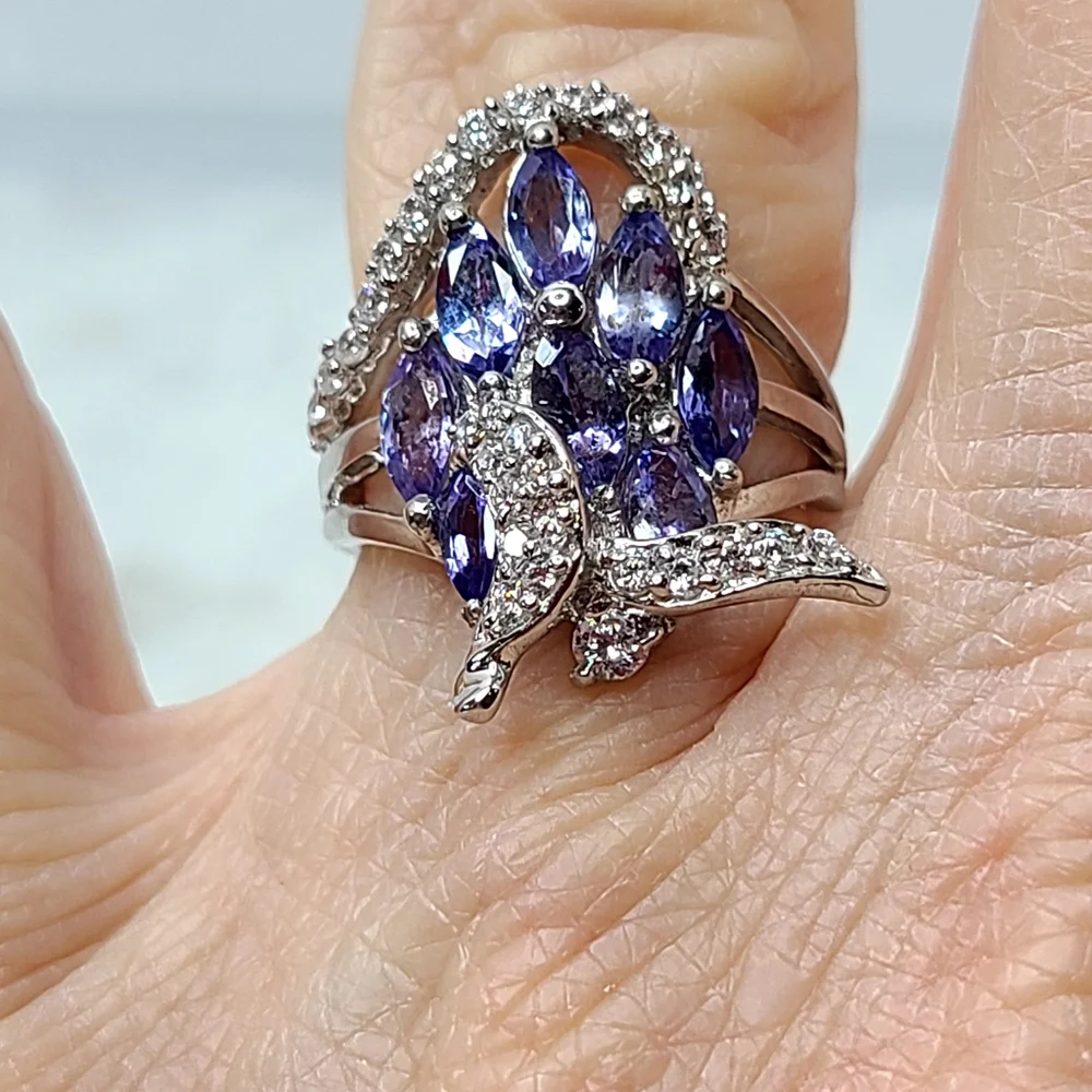 Tanzanite Cluster Ring